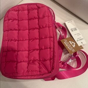 NWT Madden Girl Puckered Adjustable Crossbody Bag Hot Pink Magenta-New With Tags